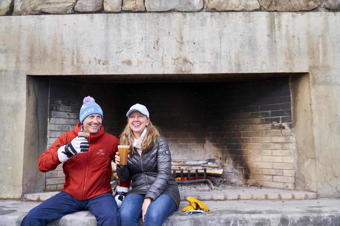 Beers by the outdoor fire