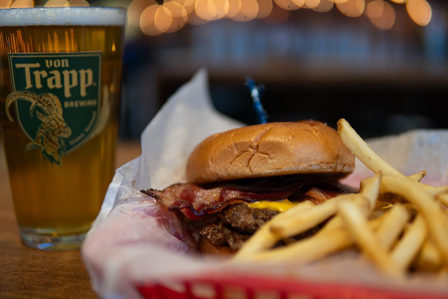 Apres ski beer and burger